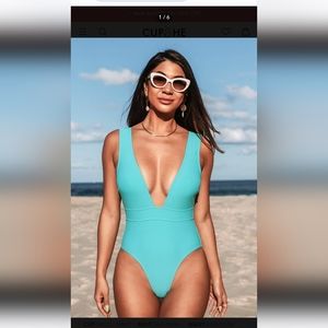 Cupshw Saint Tropez Plunge Wide Straps One Piece Bathing Suit